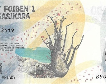 MADAGASCAR 200 Ariary, UNCIRCULATED; P-98 from 2017, New Design; Butterflies; WATERFALLS