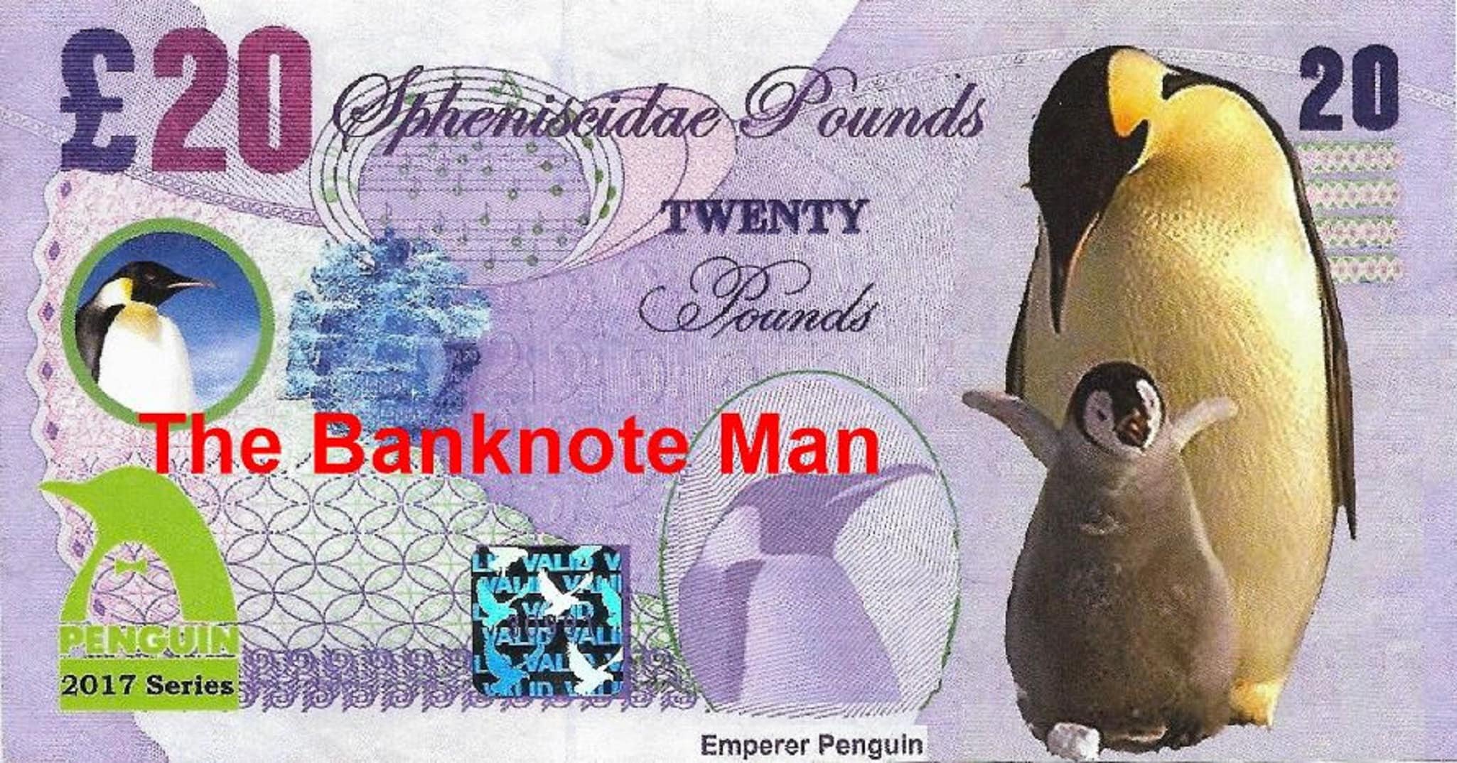 PINGÜINO EMPERADOR - 20 libras Spheniscidae; Billete de hombre FANTASÍA -  Etsy España