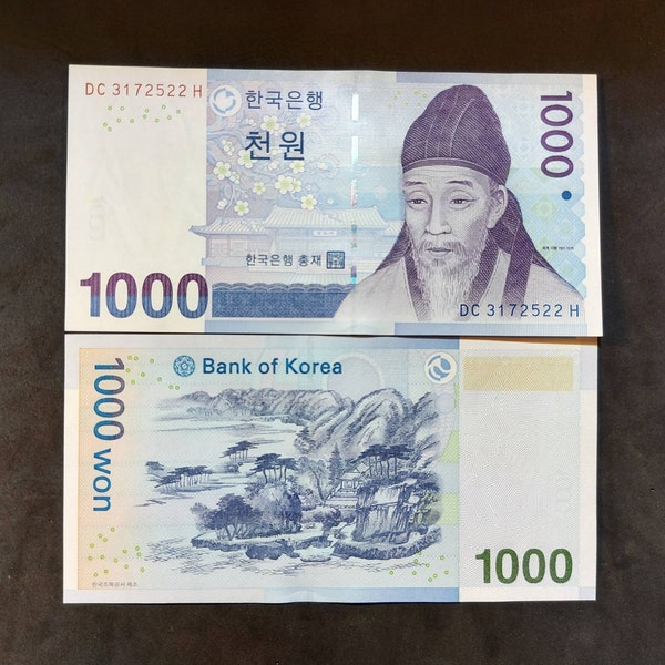 South Korea 1000 Won Banknote; P-54; UNCIRCULATED from 2007; Features Gyesangjeonggeodo and Yi Hwang