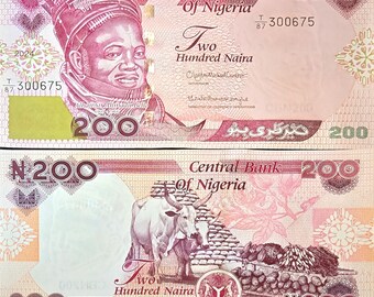 NIGERIA 200 Naira Banknote, B244e, UNCIRCULATED from 2024; features Cows