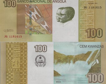 ANGOLA 100 Kwanzas, P153a, 2012, UNCIRCULATED; Features Binga Waterfall