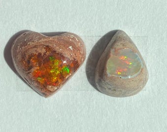 Lot of 2 Dazzling Cantera Opal Cabochons — Mexican Fair Trade Opals