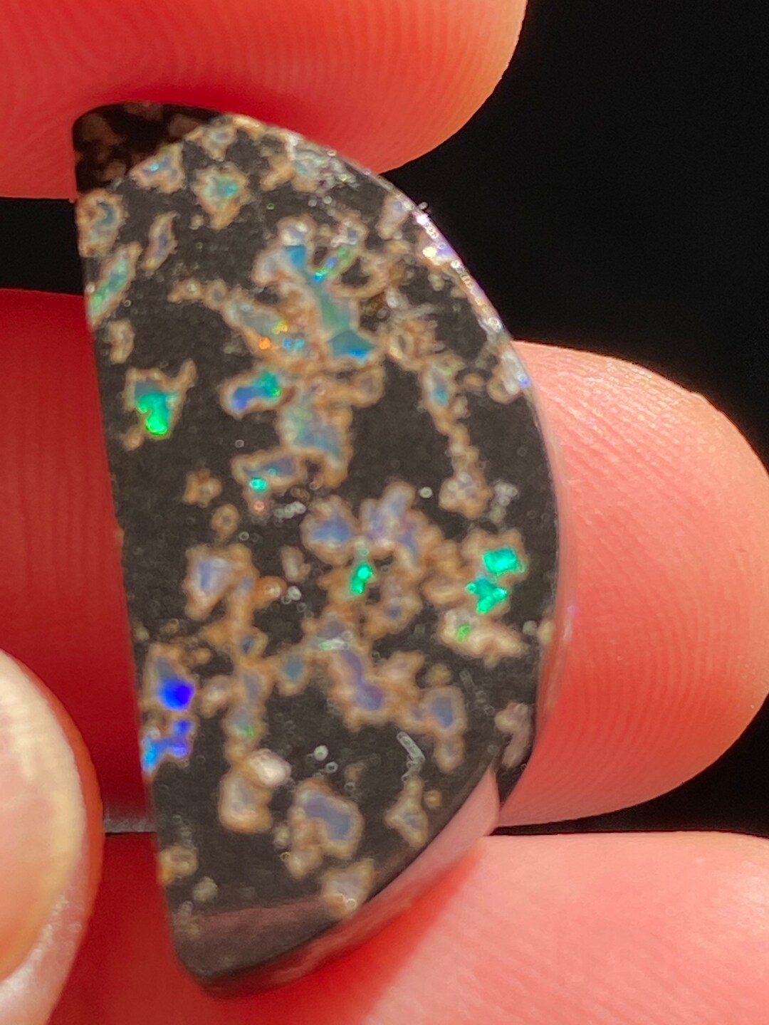 AAA Half Circle Leopard Opal Gem Black Matrix Opal With Deep Flash and ...