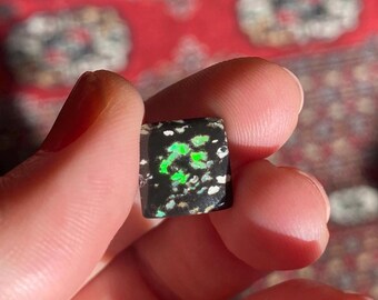 AAA Square Leopard Opal With Flashing Green, Red, Blue, Orange Spots - Small Mexican Matrix Opal Cabochon