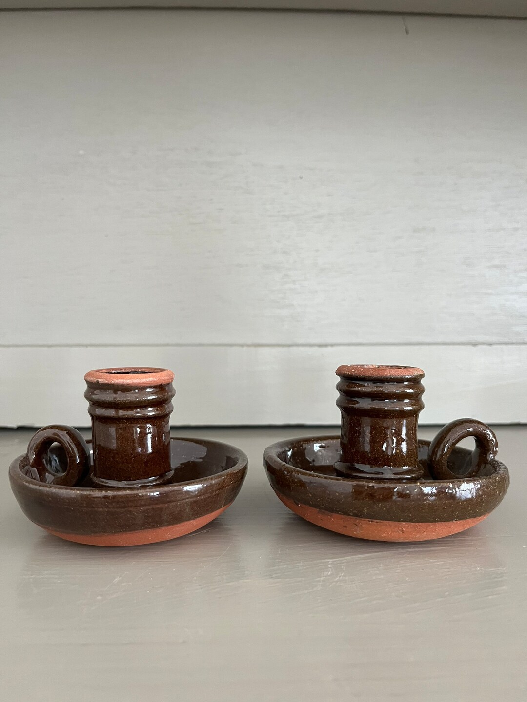 Set of 2 Greenfield Village Pottery Candle Holders Etsy