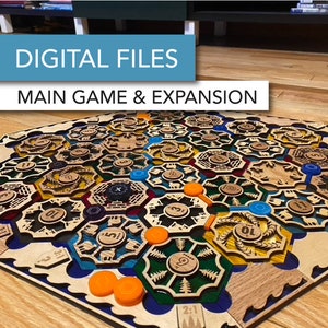 Catan-Inspired 4-Person Boardgame AND 5-6 Player Expansion Laser Template & Glowforge File Download image 1