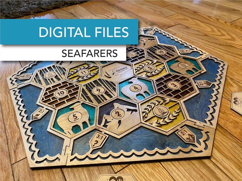 SEAFARERS inspirés de Catane avec extension 5-6 joueurs Modèle laser et fichiers Glowforge image 1