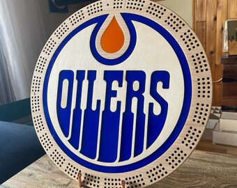 Planche pour lit de bébé en bois des Oilers d'Edmonton