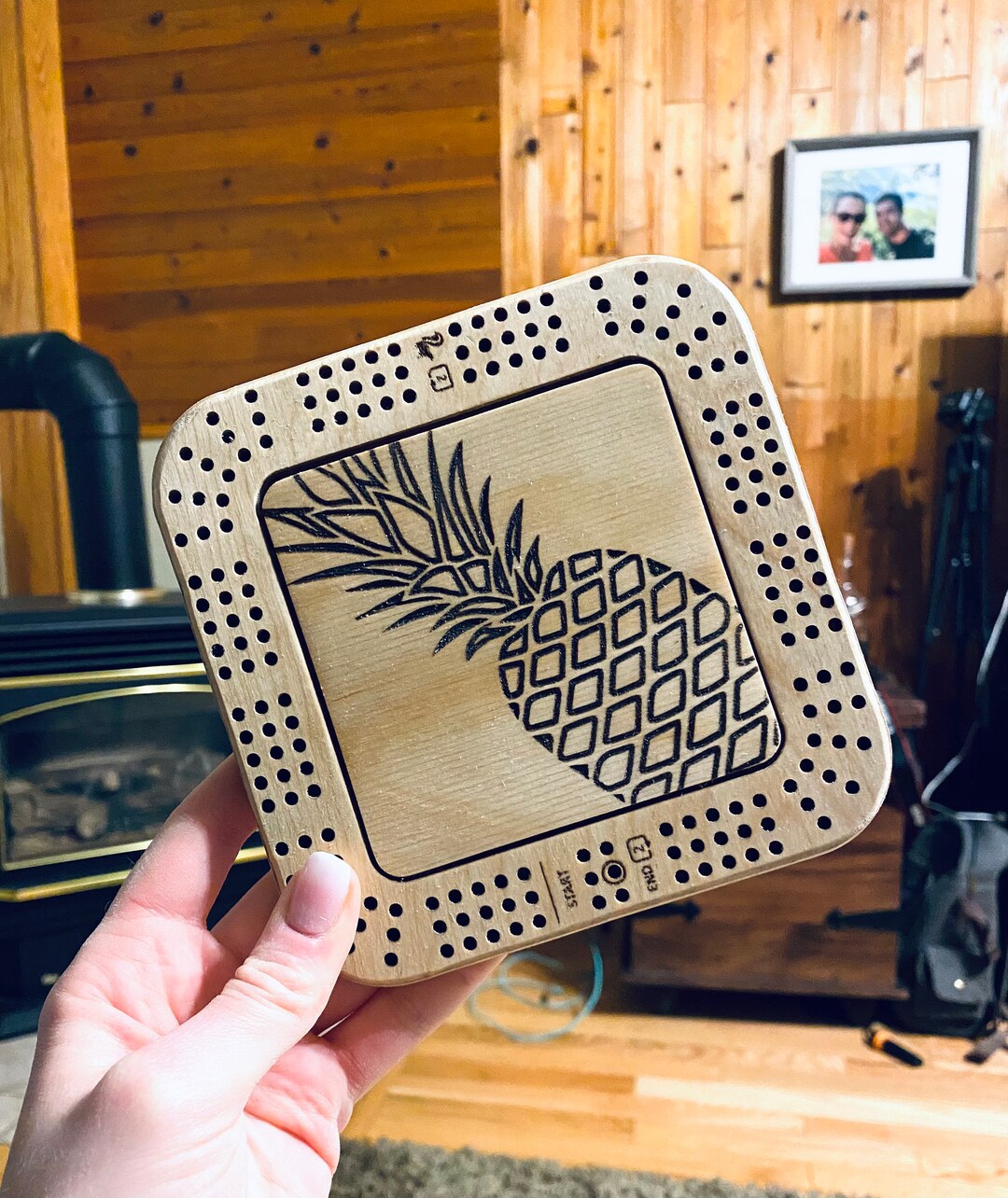 Mini Rib Board Mini Crib Board With Peg Storage - Tropical Pineapple - Baltic Birch - Etsy