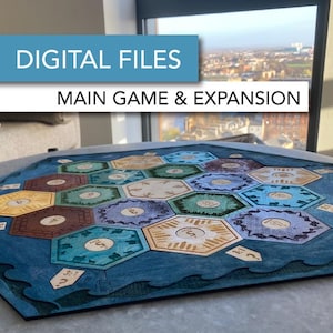 Op Catan geïnspireerde bordspelbestanden downloaden - hoofdspel en uitbreiding - lasersjabloon- en glowforge-bestanden