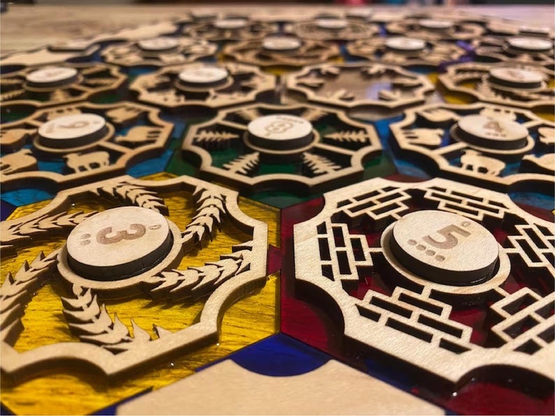 Catan-Inspired 4-Person Boardgame AND 5-6 Player Expansion Laser Template & Glowforge File Download image 10