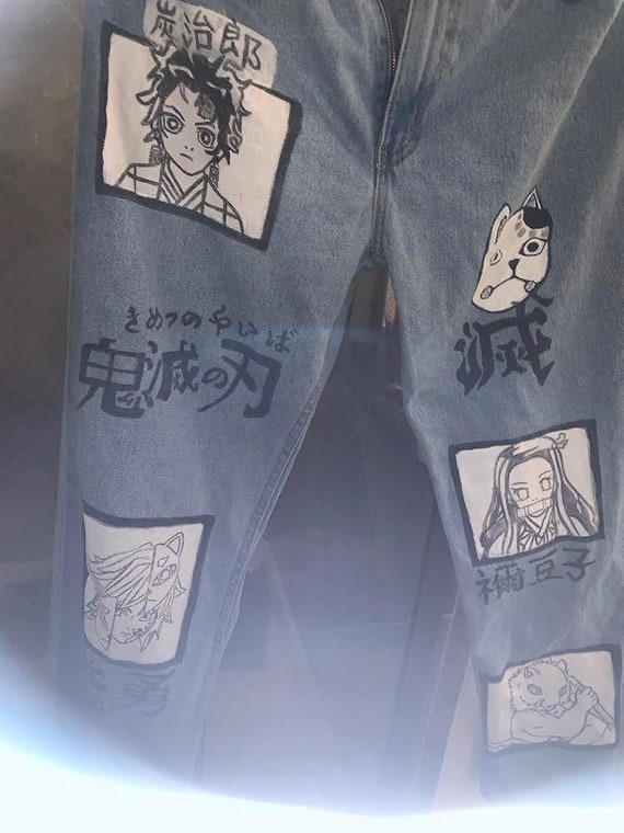 CUSTOM JEANS Anime Kawaii Goth Indie 