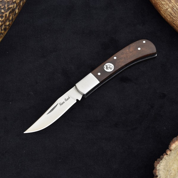 Knives Ranch Classic Clipped Point Pocket Knife - Slip Joint - D2 Steel Blade - Stabilized Rosewood Handle - 6001-IRW-D2