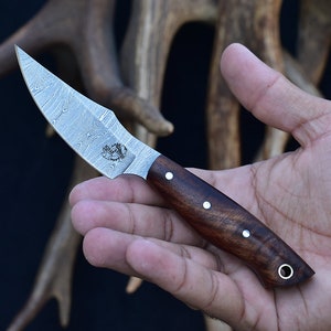 Knives Ranch Handmade Damascus Steel Full Tang Spear Knife with Stabilized Rosewood Handle & High Quality Dual Carrying  Sheath (3180-IRW)