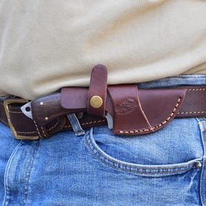 Custom Handmade 7" Gut Hook Skinning Knife with Rosewood Handle & Dual Sheath (2067-IRW) image 9