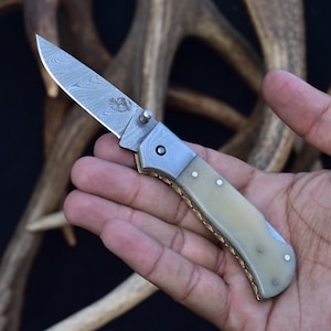 Handmade Back Lock Pocket Knife with Leather Pouch