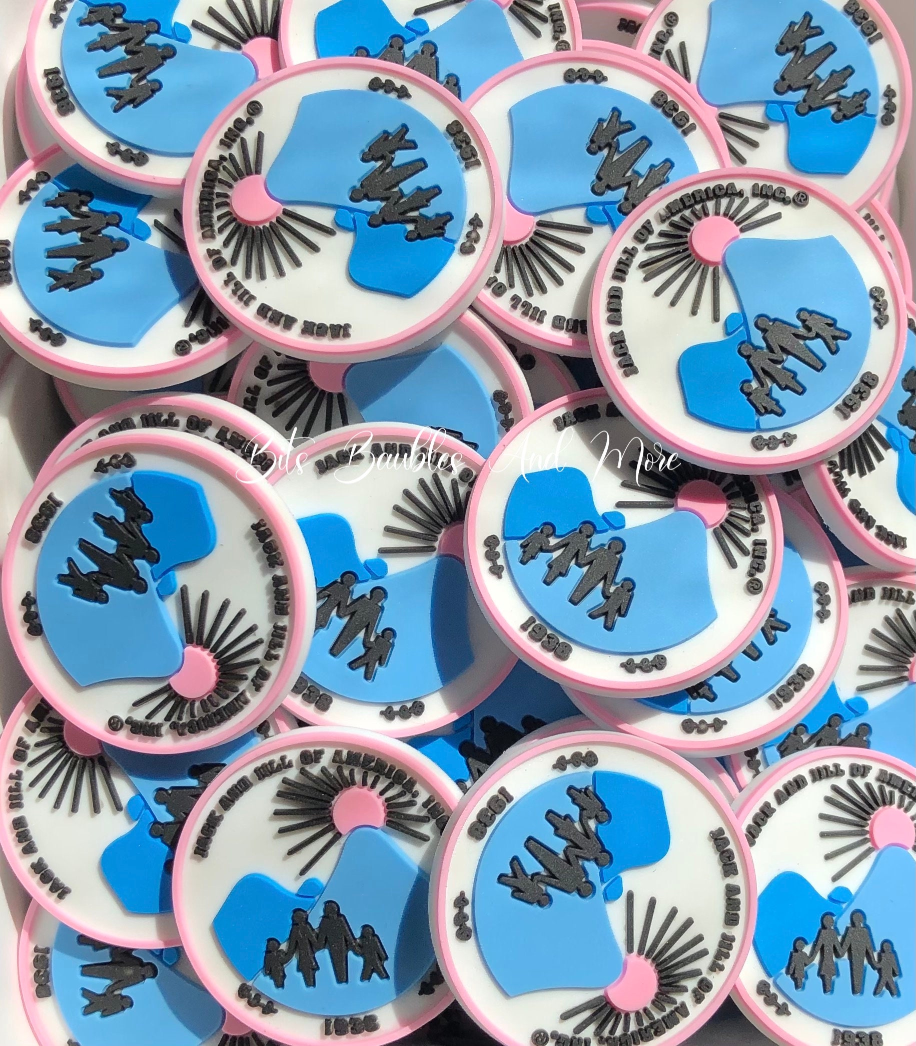 Jack and Jill Black Social Organizations Pink and Blue Croc Charms