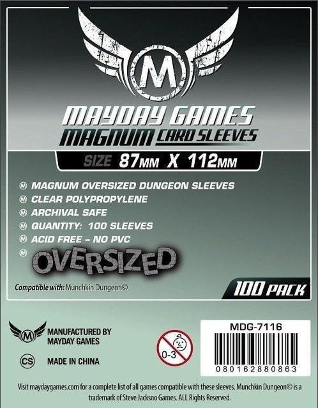 munchkin dungeon card sleeves Munchkin Dungeon Sleeves - Magnum Oversized (87x112mm) (mdg-7116)