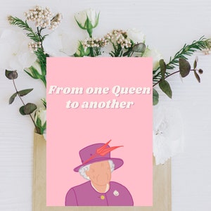 The Queen of England Digitale Grußkarte und Canva Vorlage