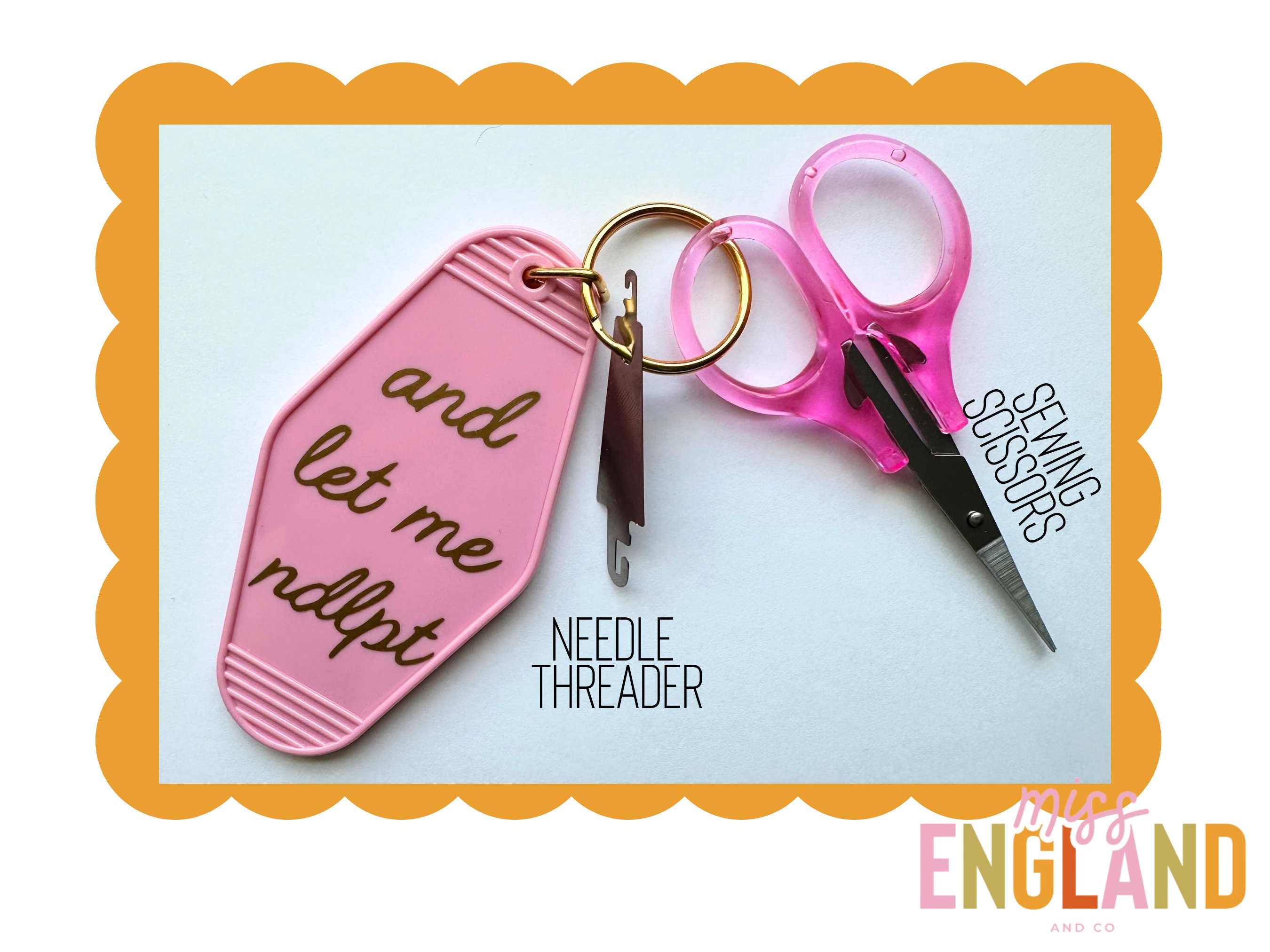 NDLPT Motel Keychain With Scissors and Needle Threader Etsy