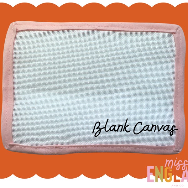 Blank Zweigart Mono 18 mesh Canvas with Pink Binding