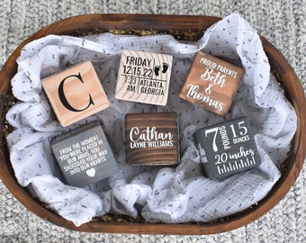 Newborn Baby Birth Stat Keepsake Blocks- Personalized/Custom Letter Blocks