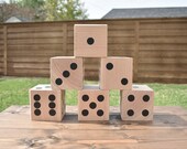 Set of 6, Oversized Wooden Yard Dice - Family Summer Outdoor Games- Yardzee, Farkle