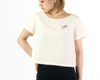 TeeMixed Women Flowy Flare Short Sleeve Criss Cross Back T-shirts-9010 