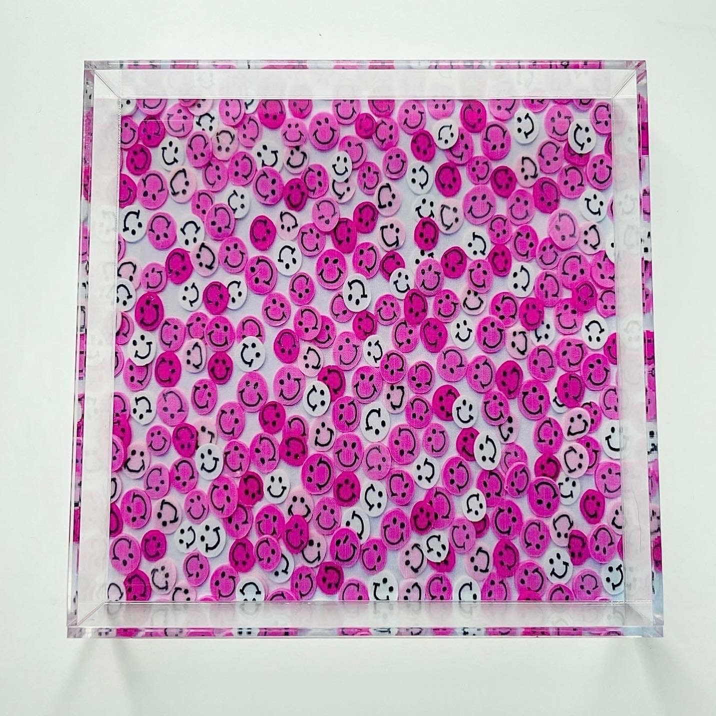 Pink flower small acrylic tray