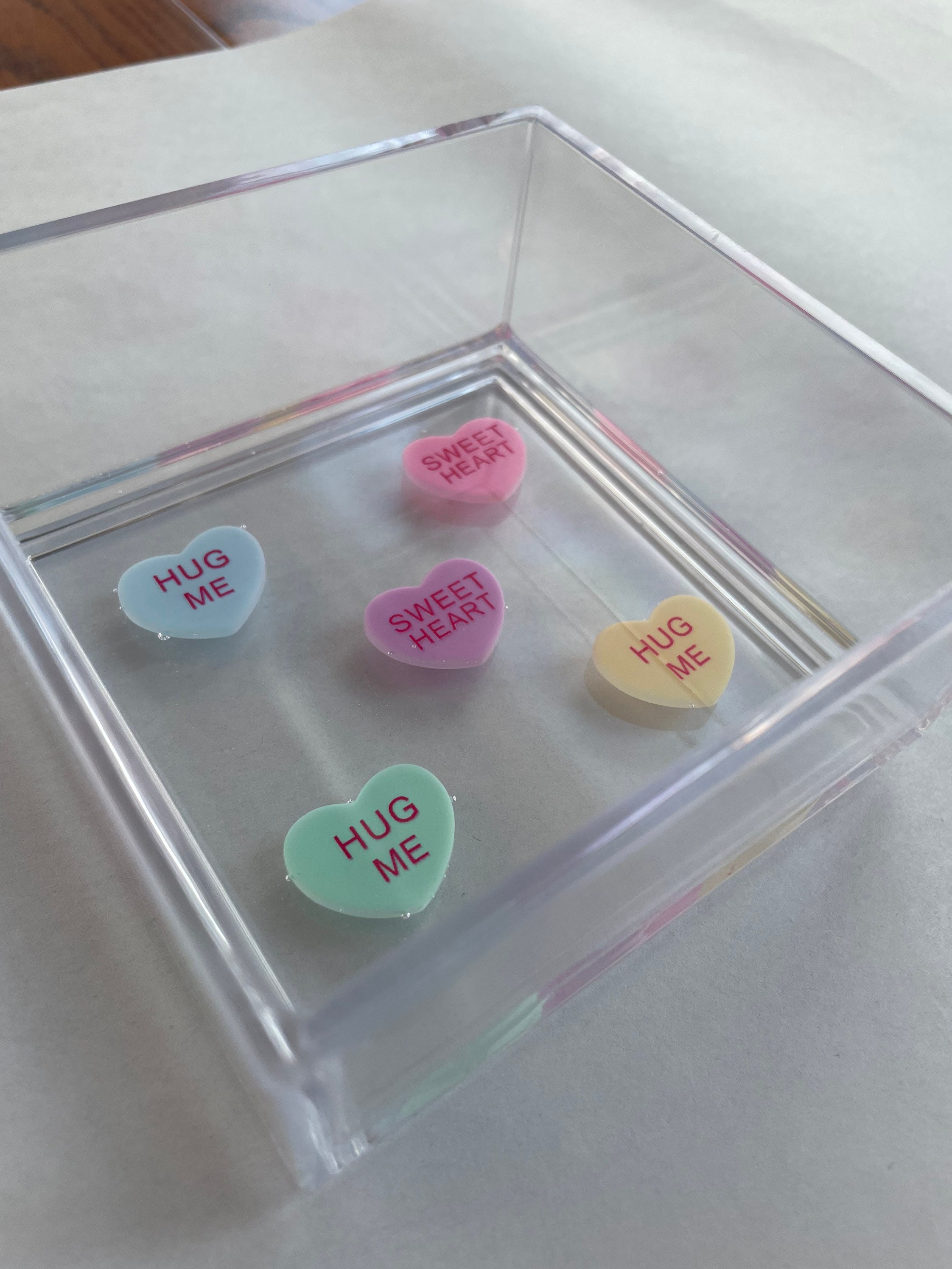 Small Heart Valentine Charms Acrylic Tray 
