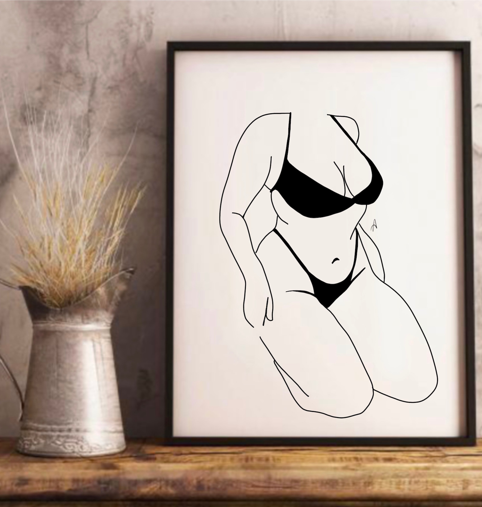 Body Positive Curvy Woman Line Drawing Minimalist Drawing Etsy