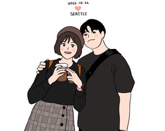 Custom Anime Portrait, Cute Cartoon Drawing, Personalized Digital Art from Photo, Couple Gift, Pet Portrait, Unique Anniversary Gift