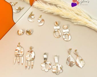 "Moonlight" oorbellen van polymeerklei in 24-karaats verguld messing | Sieraden van polymeerklei | Trendy oorbellen