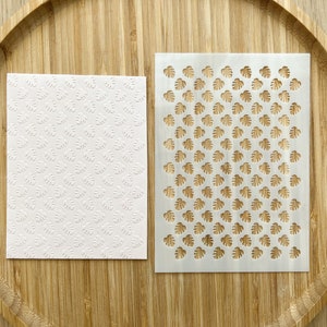 Polymer clay texture sheet, mylar stencil, monstera pattern