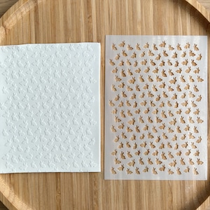Polymer clay texture sheet, mylar stencil, rabbit pattern