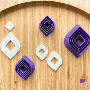 Polymer Clay Cookie Cutter Concentric Rounded Diamonds | DIY Polymer Clay | Jewelry Making Tool