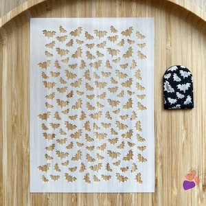 Polymer clay texture sheet, mylar stencil, bat pattern, Halloween