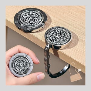 1Pcs Vintage Flowers Handbag Hanger Hook Foldable Purse Holder Rack Portable Table Hook Travel Accessory