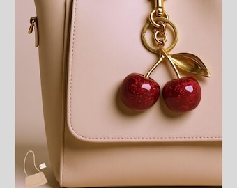 Leuke kersen sleutelhanger voor tassen portemonnee bedel