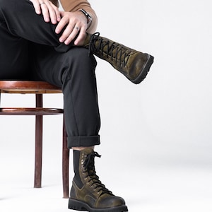 Herren Lederstiefel/ Herren Kampfstiefel/ Handgefertigte Stiefel