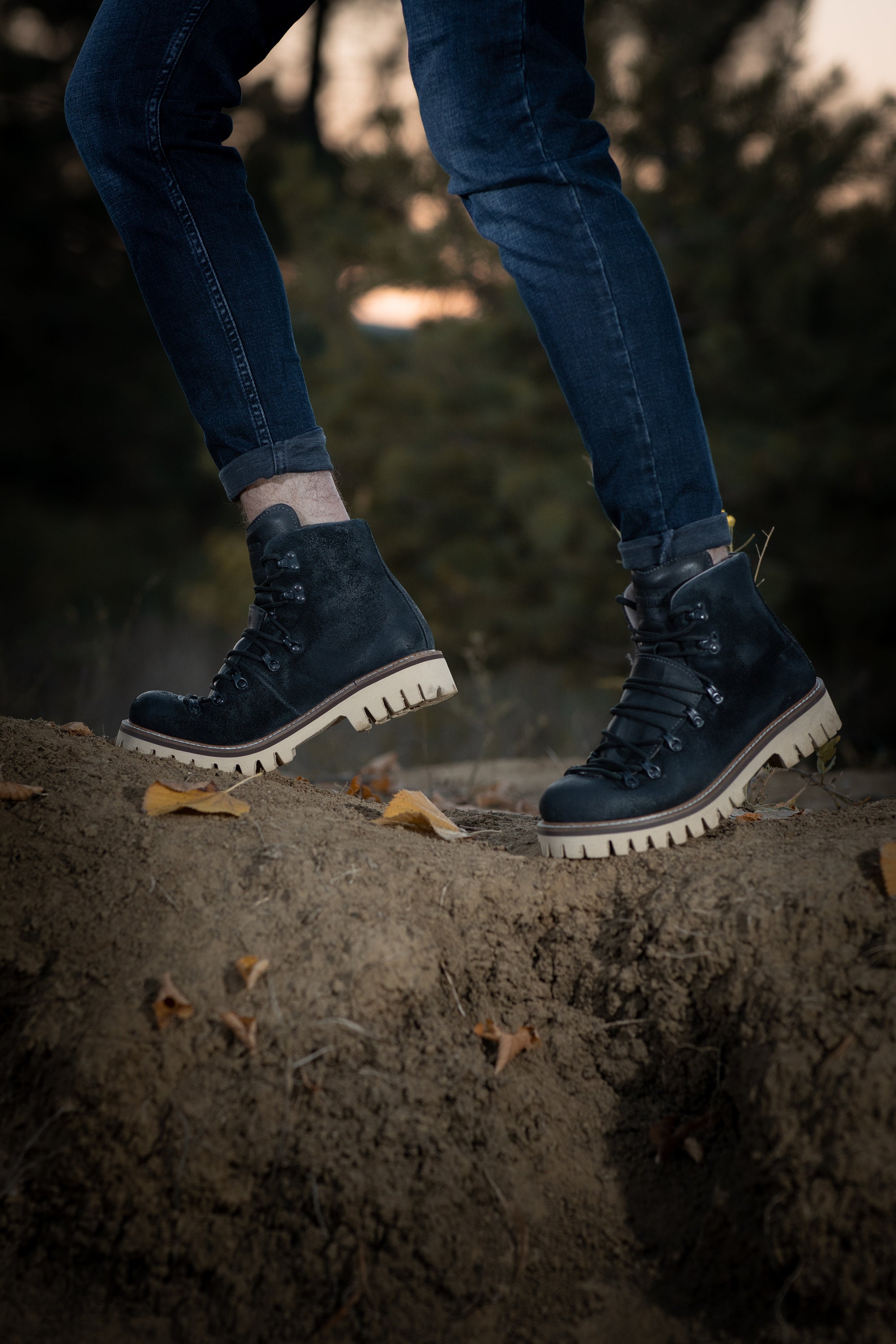 mens blue leather boots uk