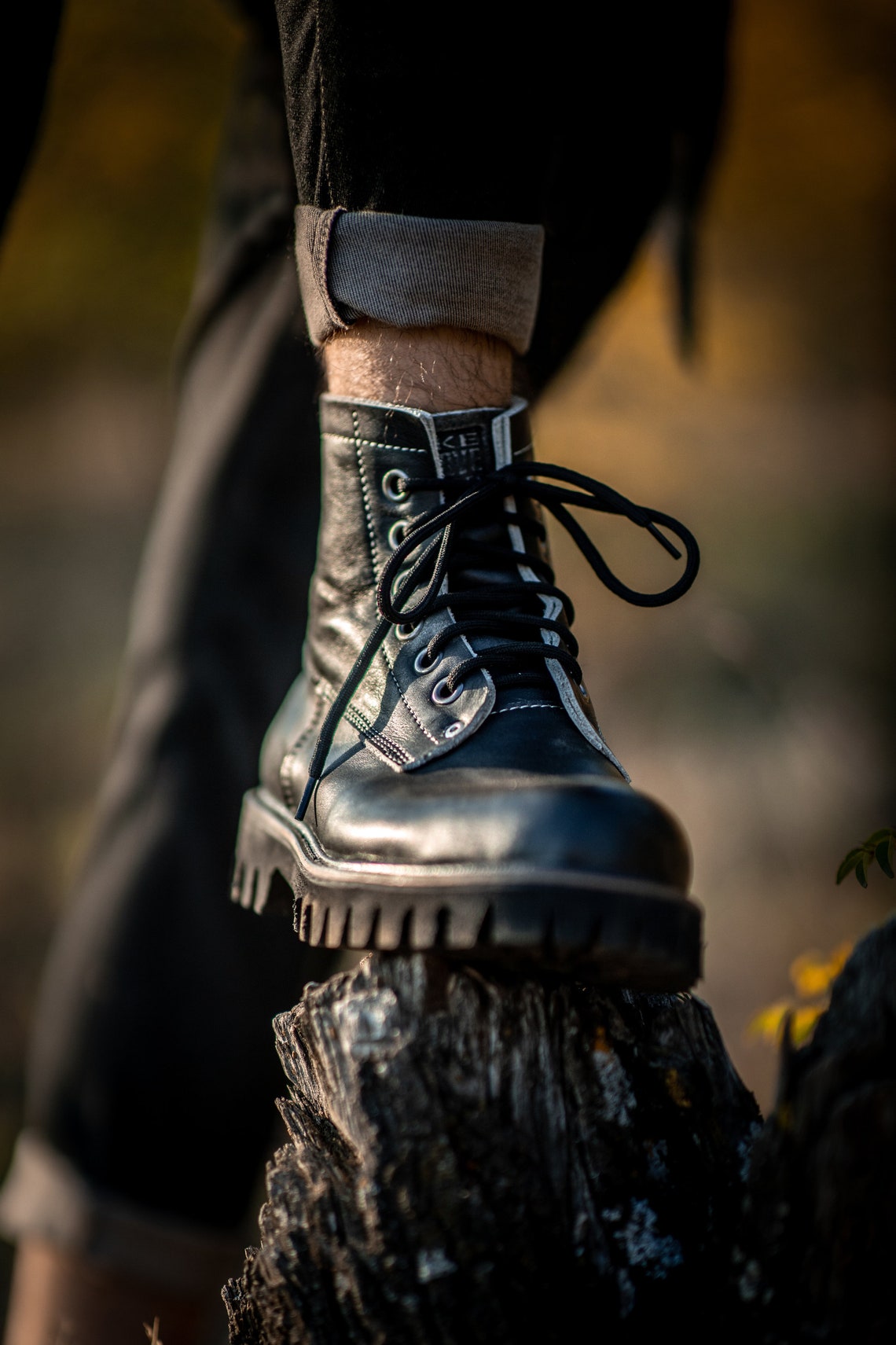 mens black leather boots
