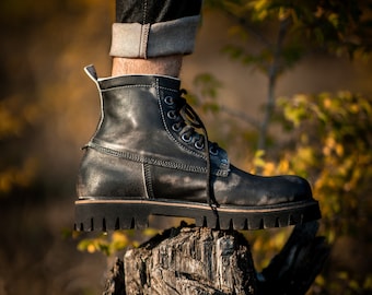 Black leather boots/ mens leather boots/ankle boots/gift for him/