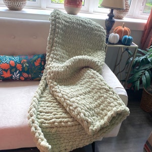Hand Knit Chunky Jumbo Chenille Throw Blanket | Customized Gift For Her | Cozy Fall Home Decor | Handmade Personalized Gift