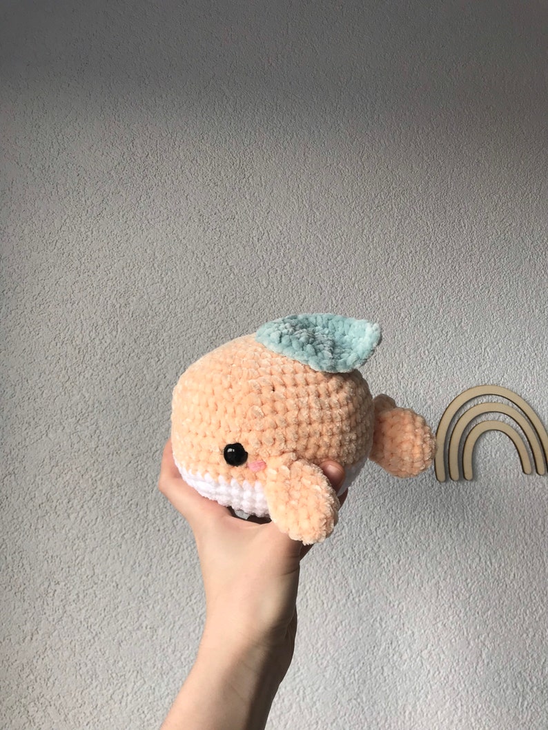 Peachy Whale Crochet Toys Stuffed Animal Friut Peach Toy Fish Etsy