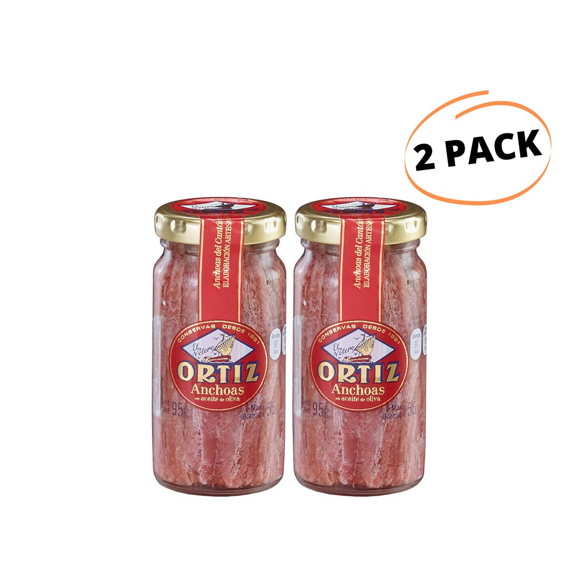 2 PACK Ortiz Anchovy Fillets in Oil 95 Gram Jar B000BTHHF6 Etsy