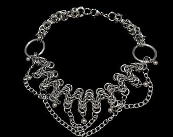 Stainless Steel Layered Byzantine Chainmaille Necklace