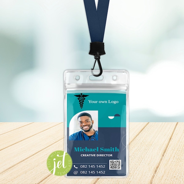 Editable Printable Company, Employee, Student, Badge ID Card, ID Card Template, Corporate Template, Instant Download
