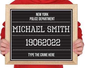 EDITABLE Mugshot Sign Board ,Photo Booth Prop, Mug Shot ,Police Party, Murder Mystery, Cops & Robbers, Stag, Spy ,INSTANT DOWNLOAD