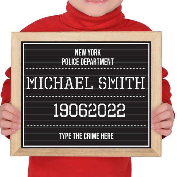 EDITABLE Mugshot Sign Board ,Photo Booth Prop, Mug Shot ,Police Party, Murder Mystery, Cops & Robbers, Stag, Spy ,INSTANT DOWNLOAD